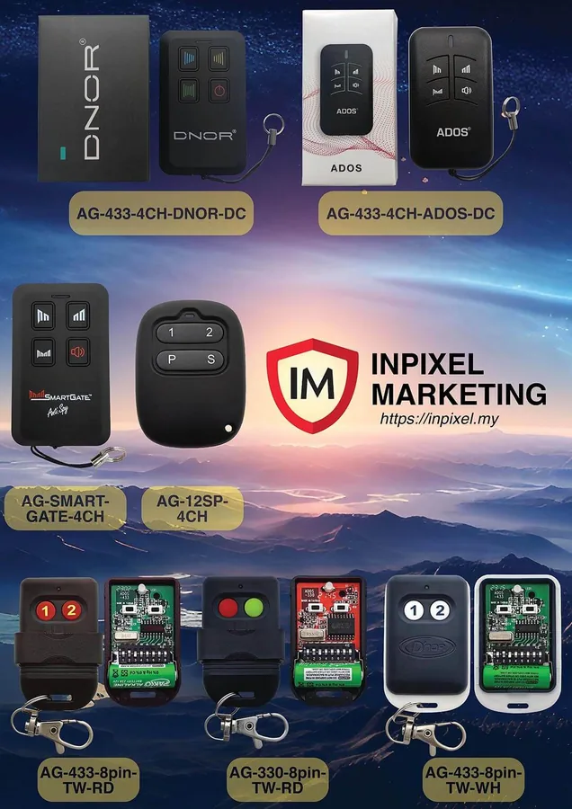 Auto-gate remote controls (315/330/433 MHz) duplicated by a GPPKM-affiliated locksmith in Malaysia