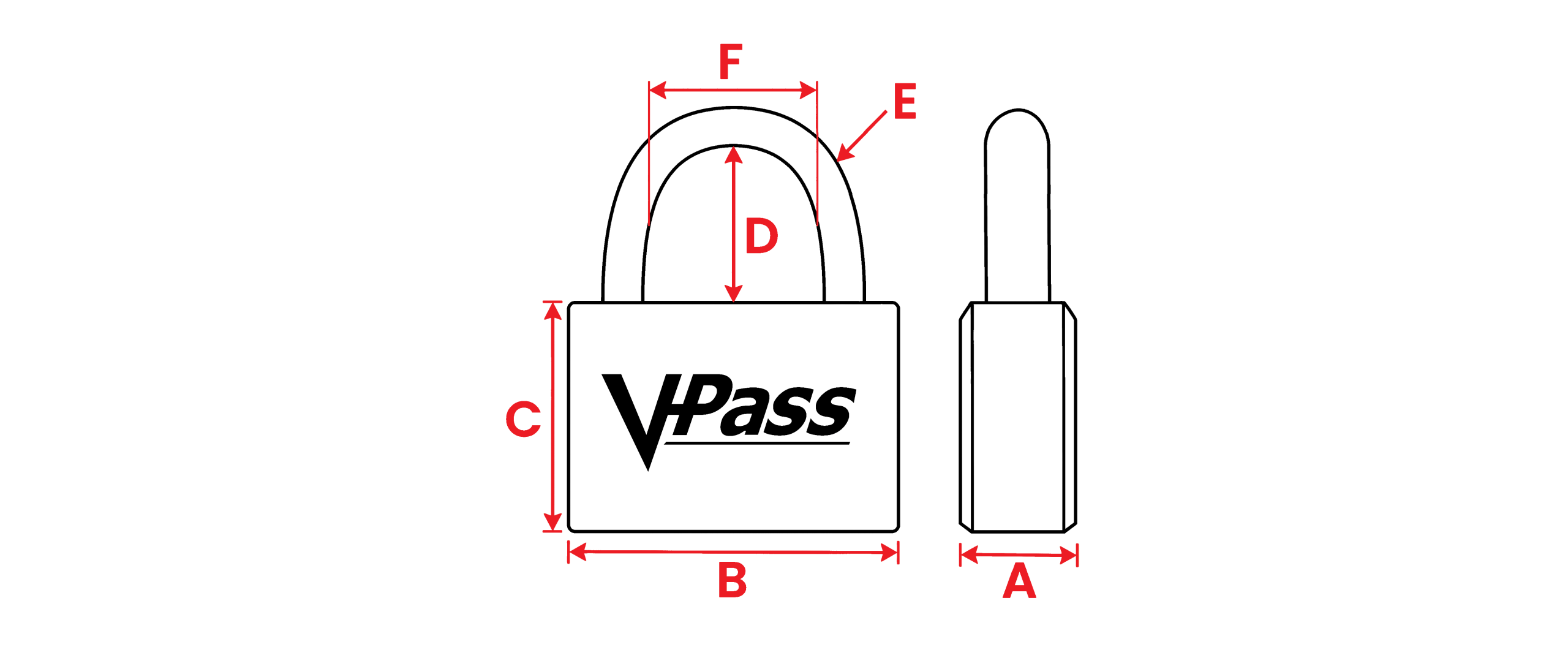 Guide to measuring Vpass heavy-duty padlock body width and shackle clearance