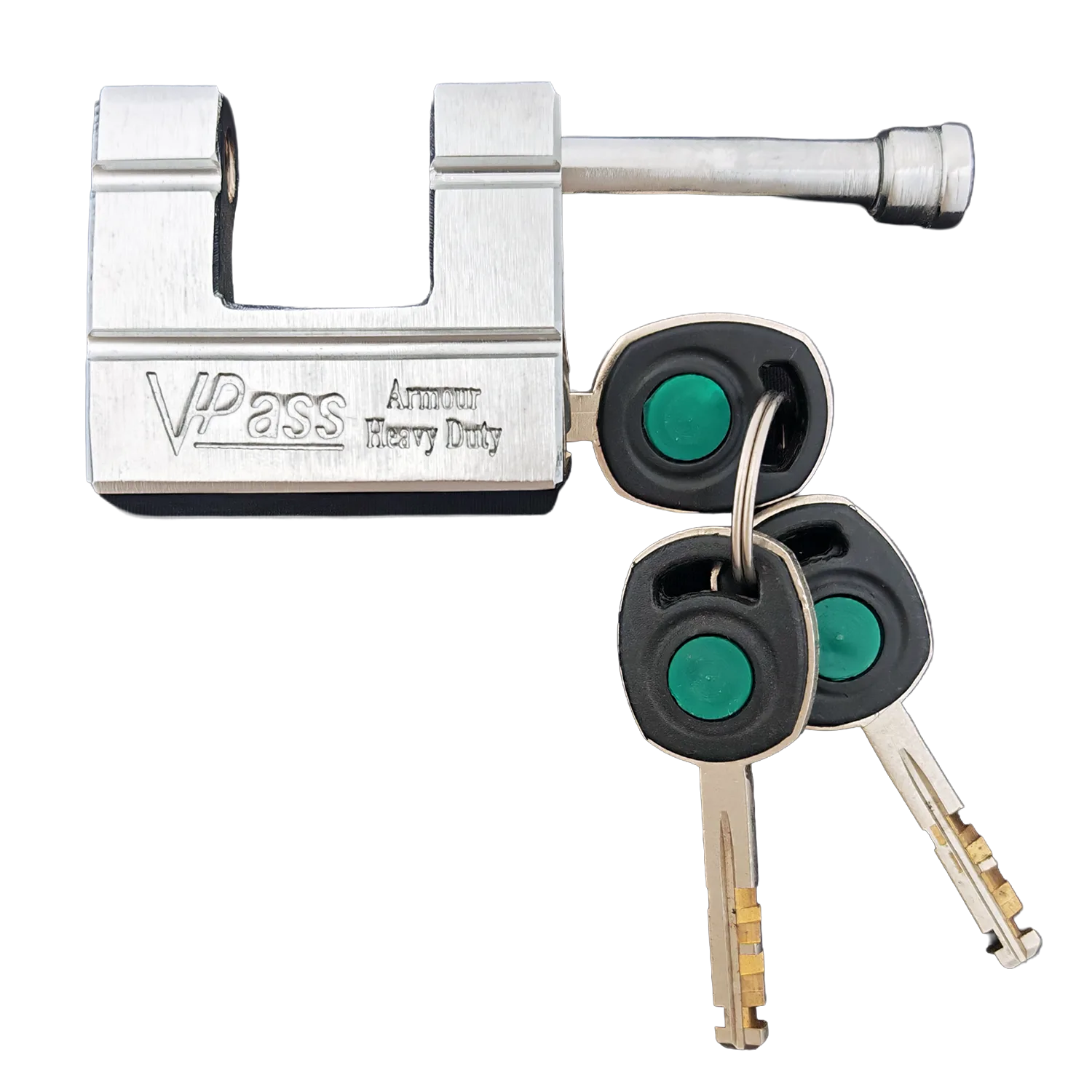 Vpass VAT 50 HD monoblock shutter padlock with the locking bolt removed and 3 keys