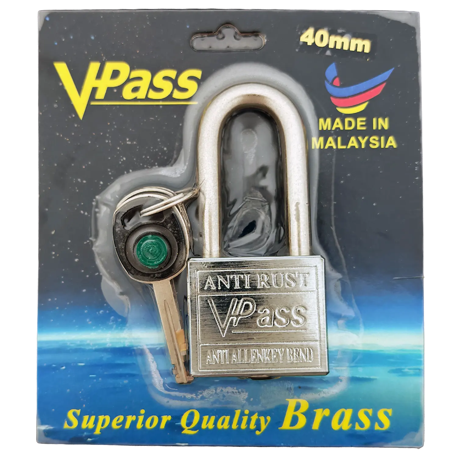 Vpass VS 40 AR long shackle 40mm anti-rust padlock single blister pack