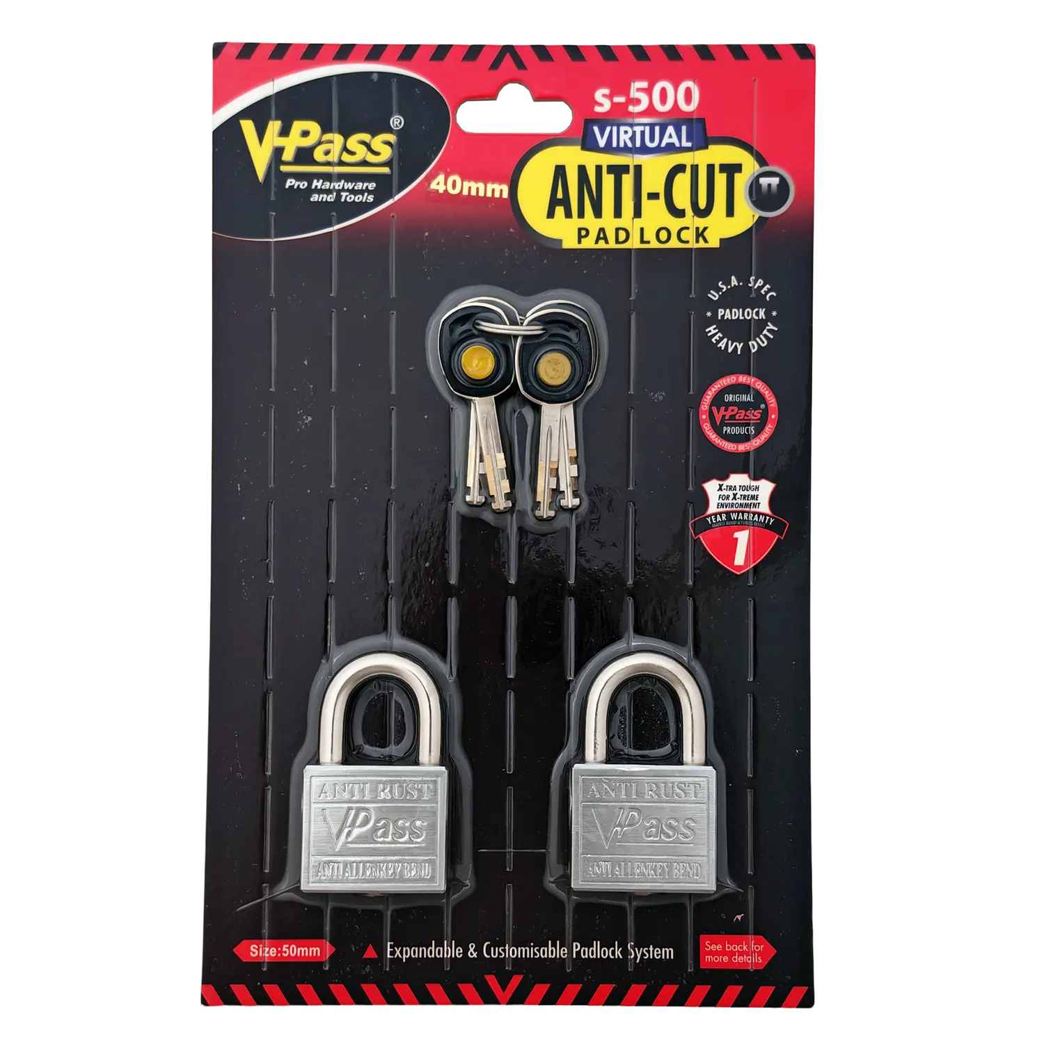Vpass VS 40 AR 40mm padlock keyed-alike set of 2