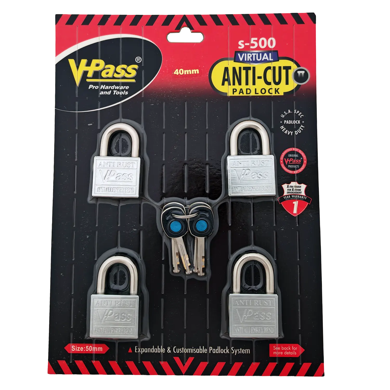 Vpass VS 40 AR 40mm padlock keyed-alike set of 4