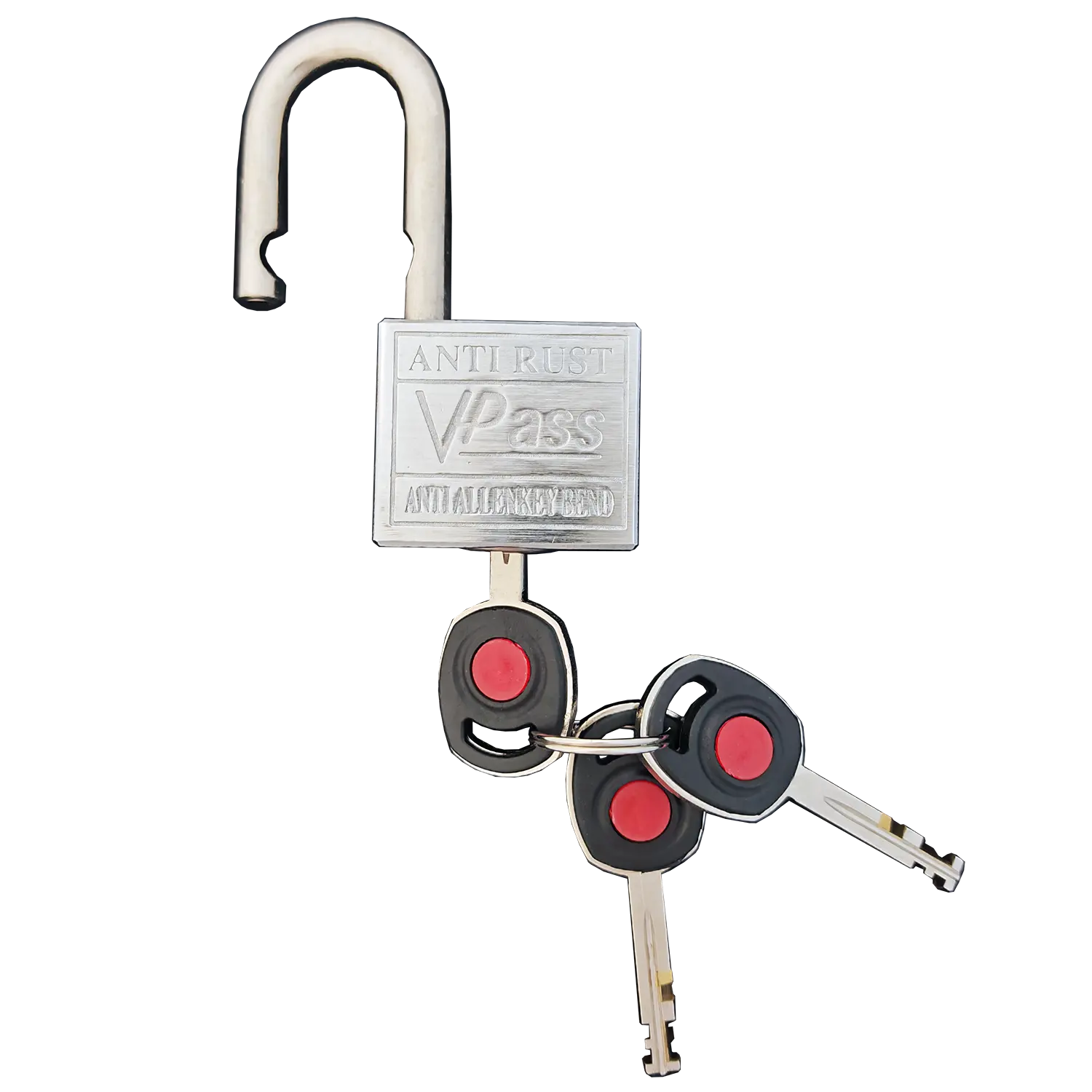 Vpass VS 40 AR padlock with open shackle and three keys, rekeyable