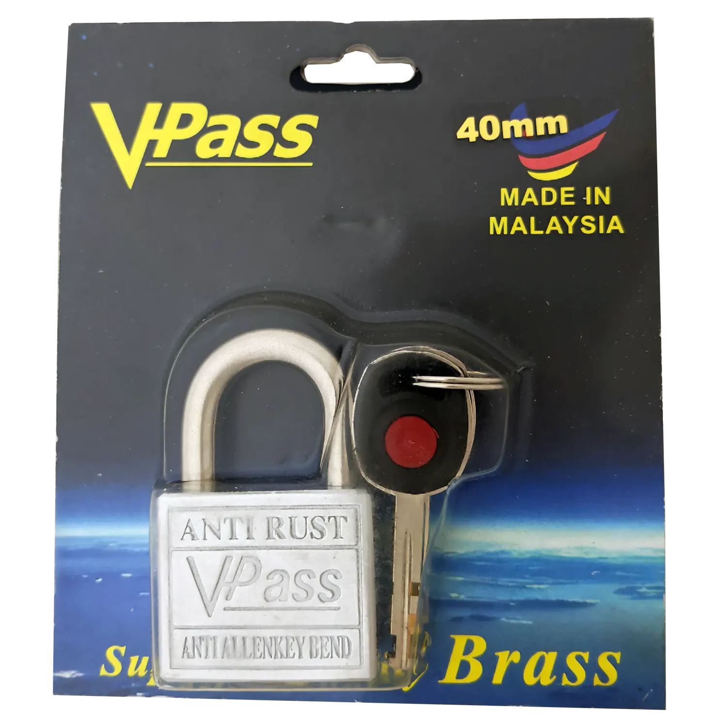 Vpass VS 40 AR 40mm anti-rust padlock single blister pack, Made in Malaysia