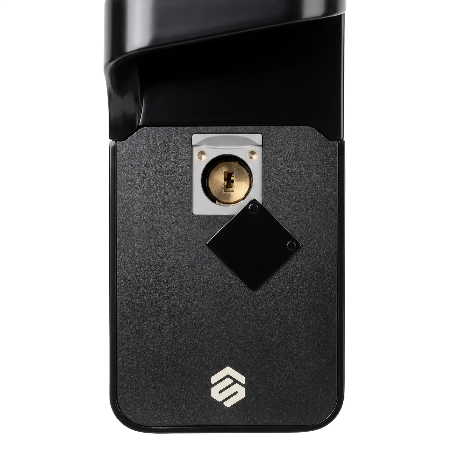 Smartverse SVDLFE001BK emergency key override cylinder shown with the supplied NFC access card